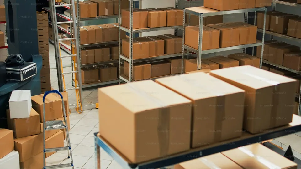 Packages and printed shipping labels at the Southside Shipping counter