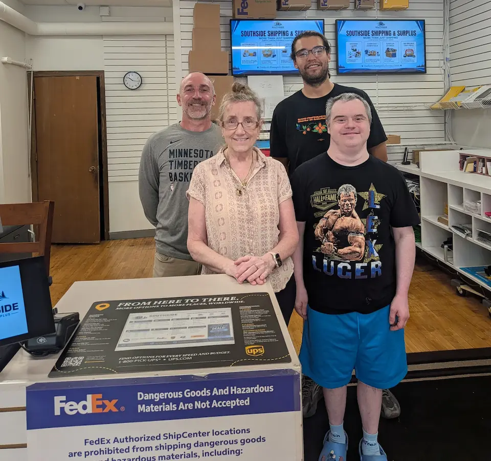 The family team behind the counter at Southside Shipping and Surplus in South Minneapolis